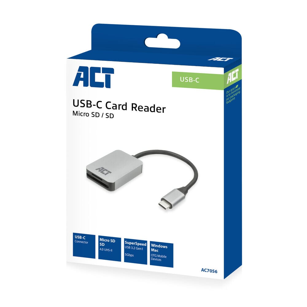 Čtečka karet Act USB-C pro SD a micro SD, SD 4.0 UHS-II