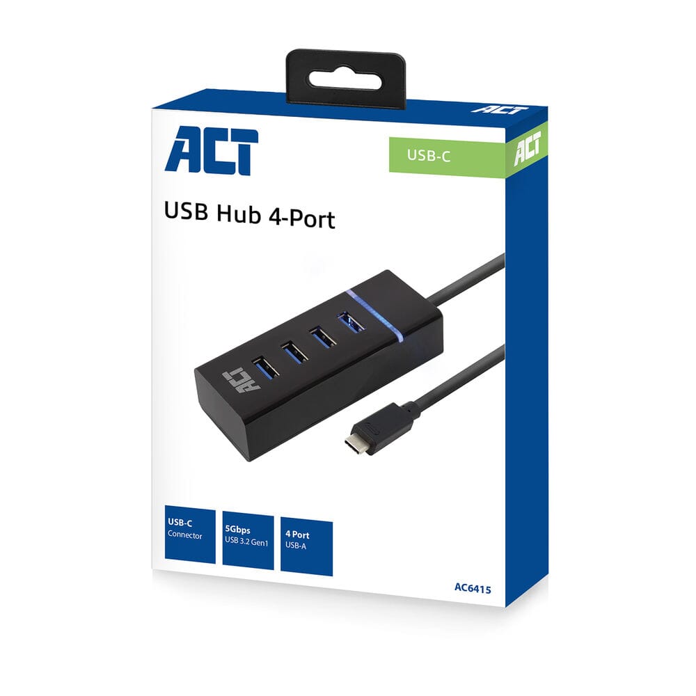 ACT-Konnektivität USB-C-Hub 3.2 mit 4 USB-A-Anschlüssen