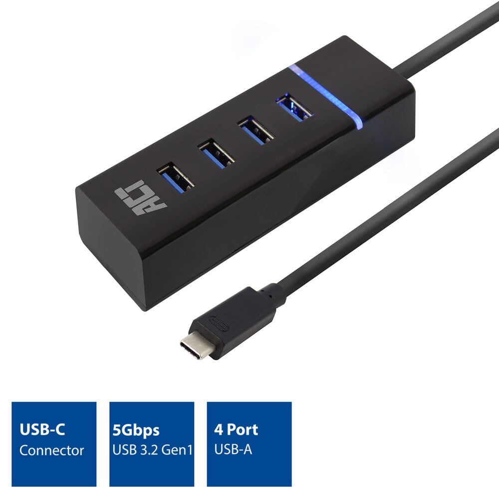 ACT-Konnektivität USB-C-Hub 3.2 mit 4 USB-A-Anschlüssen
