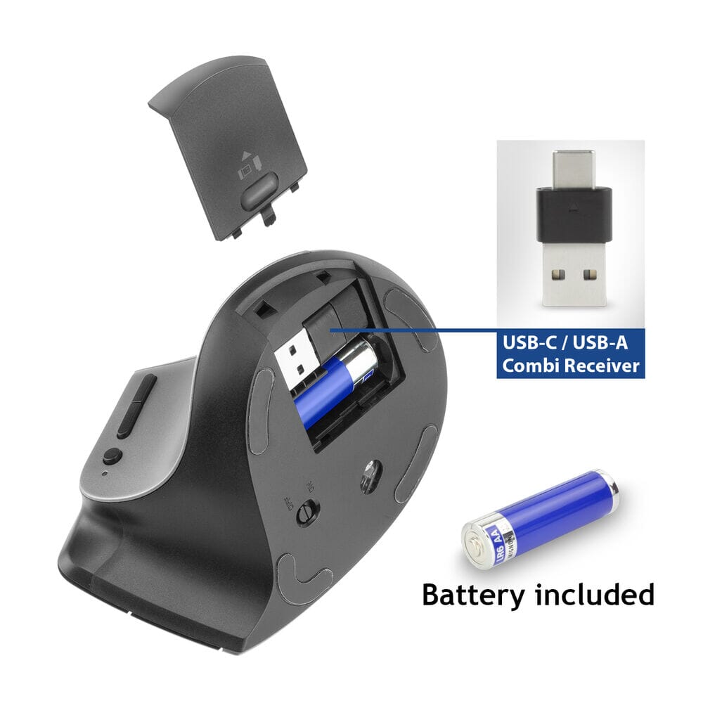 ACT Connectivity Draadloze Ergonomische Muis met Bluetooth en USB-C