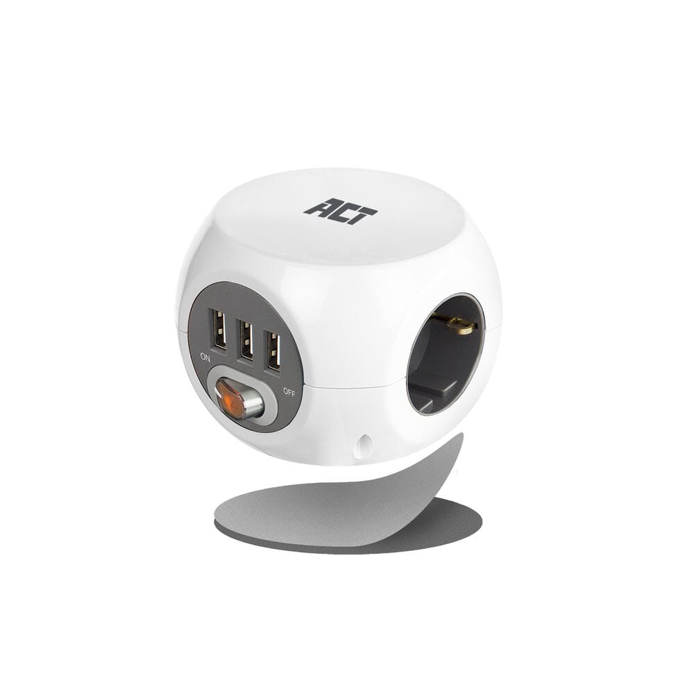 ACT Square Socket (PDU) com 3 soquetes tipo F 1.5m