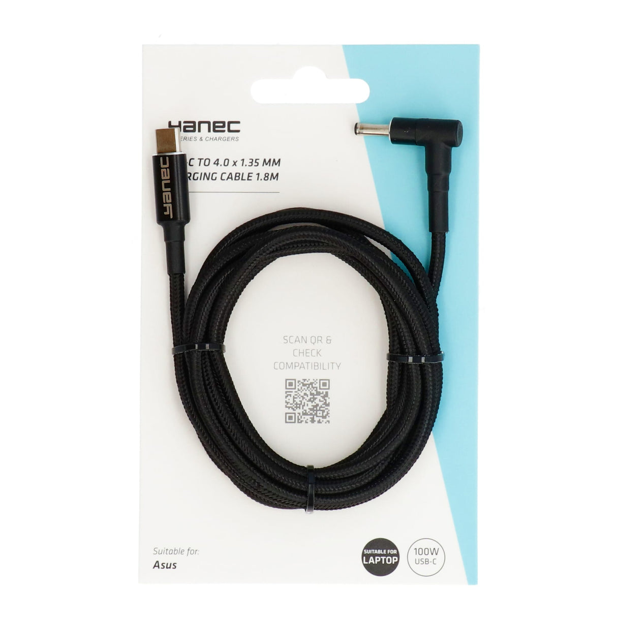Yanec USB-C to 4.0 x 1.35 mm charging cable 1.8m