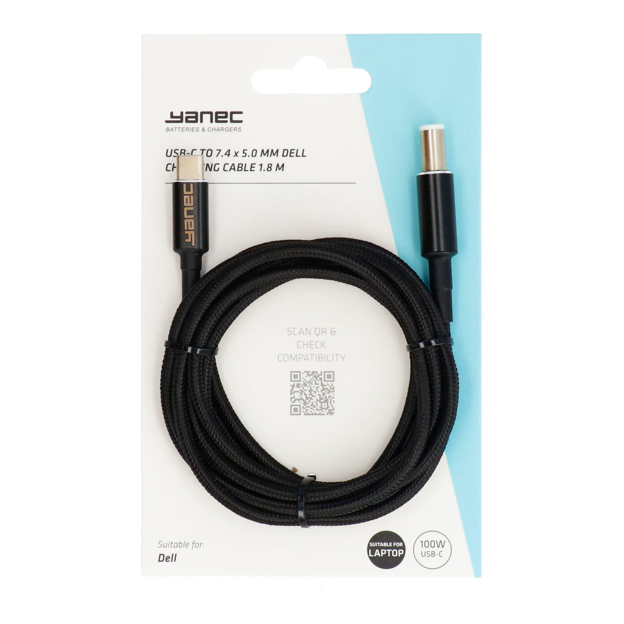 Yanec USB-C to 7.4 x 5.0 mm Dell charging cable 1.8m