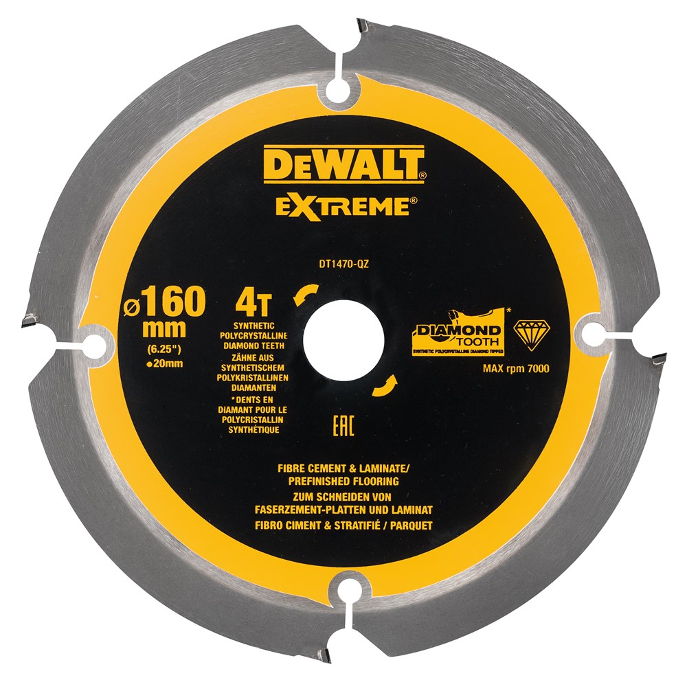 Dewalt accessoires cirkelzaagblad pcd laminaat vezelcement 160x20x4t - dt1470-qz