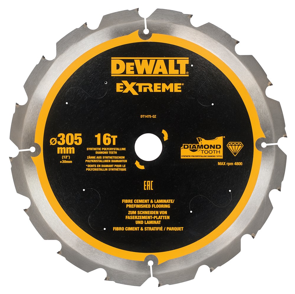 Dewalt accessoires cirkelzaagblad pcd laminaat vezelcement 305x30x16t - dt1475-qz
