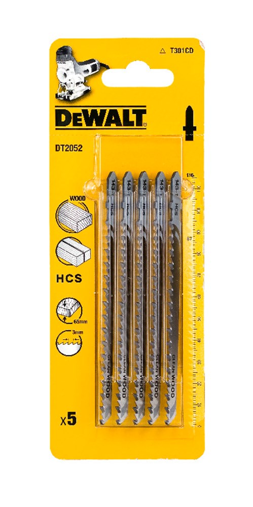 Dewalt accessoires decoupeerzaagblad hcs voor snel, zuiver zagen in hout <60mm, 118x91x3mm, (t301cd) - dt2052-qz