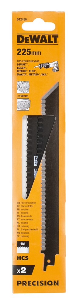 Dewalt accessoires reciprozaagblaad isolatie 225mm - dt2450-qz