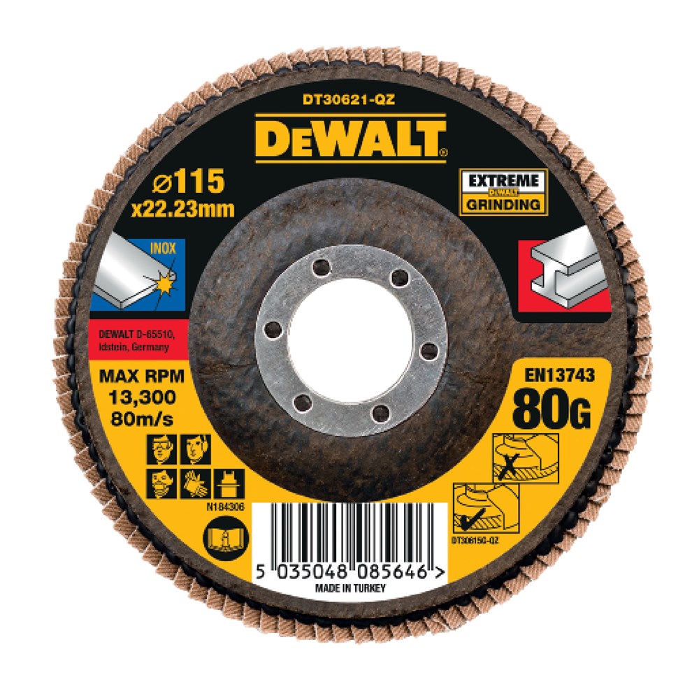 Dewalt accessoires lamellen schuurschijf extreme 115x22.2mm 80g - dt30621-qz - 1 stuk - dt30621-qz