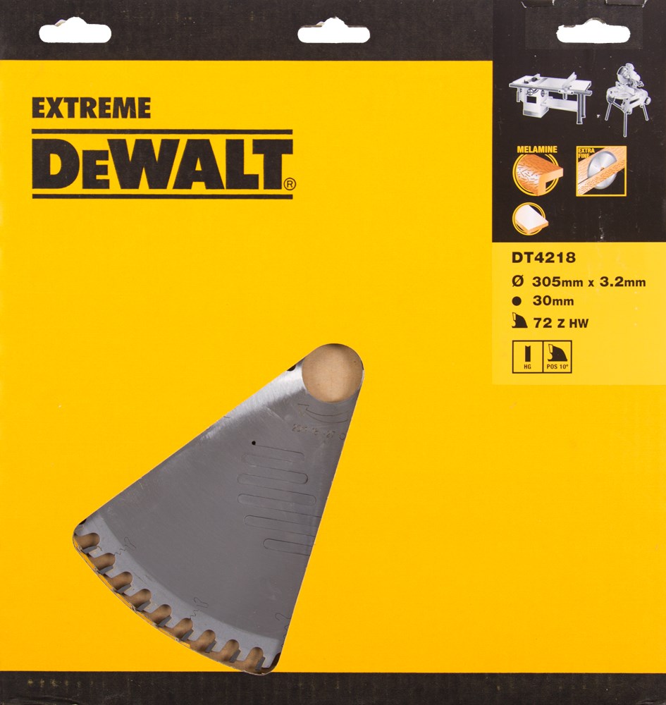 Dewalt accessoires cirkelzaagblad 305x30x72t, holle tand, positief 10°, kerf 3,2mm - dt4218-qz