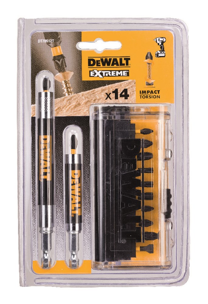 Imp dewalt accessoires 14-delige act torsion schroefbitset met schroefgeleider - dt70512t-qz