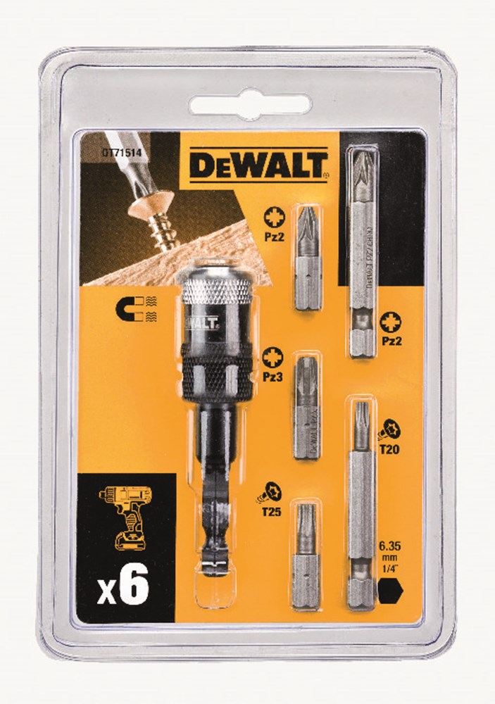 Imp dewalt accessoires act 7-delige set + compact rapid load schroefbitadapter - dt71514-qz