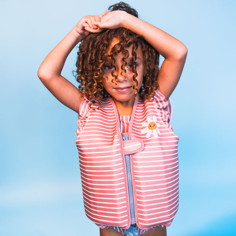 Daisy flower | red and white striped life jacket 3-6 years