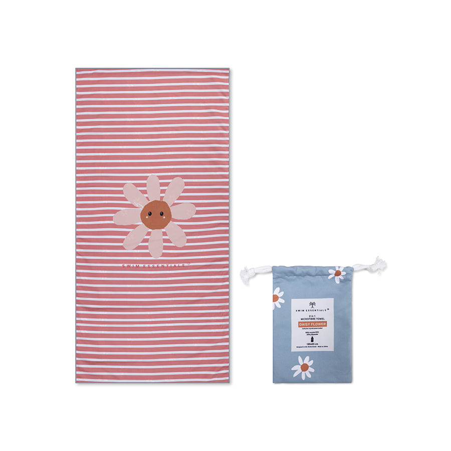 Flor de margarita | Toalla azul microfie 135 x 65 cm