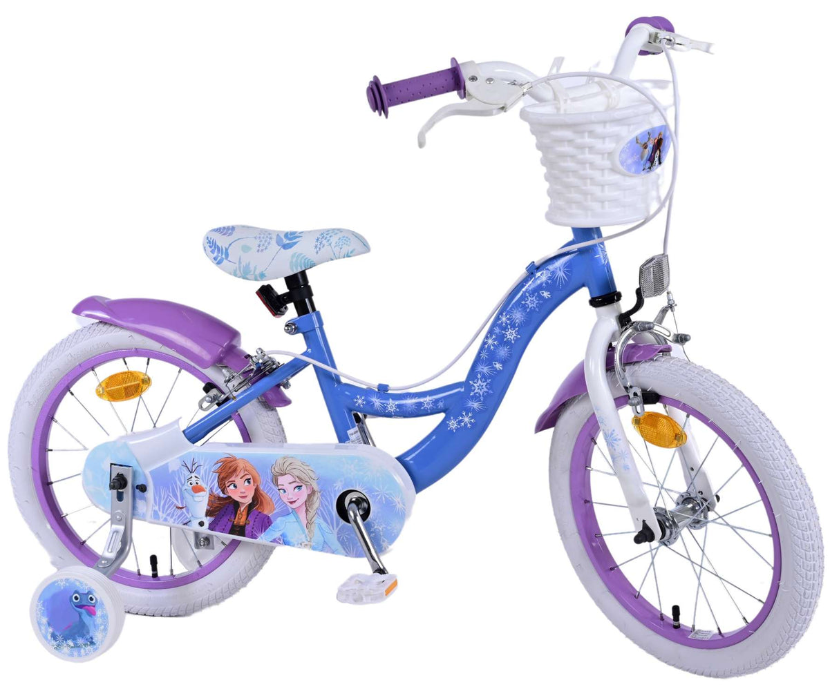 Disney gefruer 2 Kanner Bike Meedercher 16 Zoll bloe black zwee Handbremsen