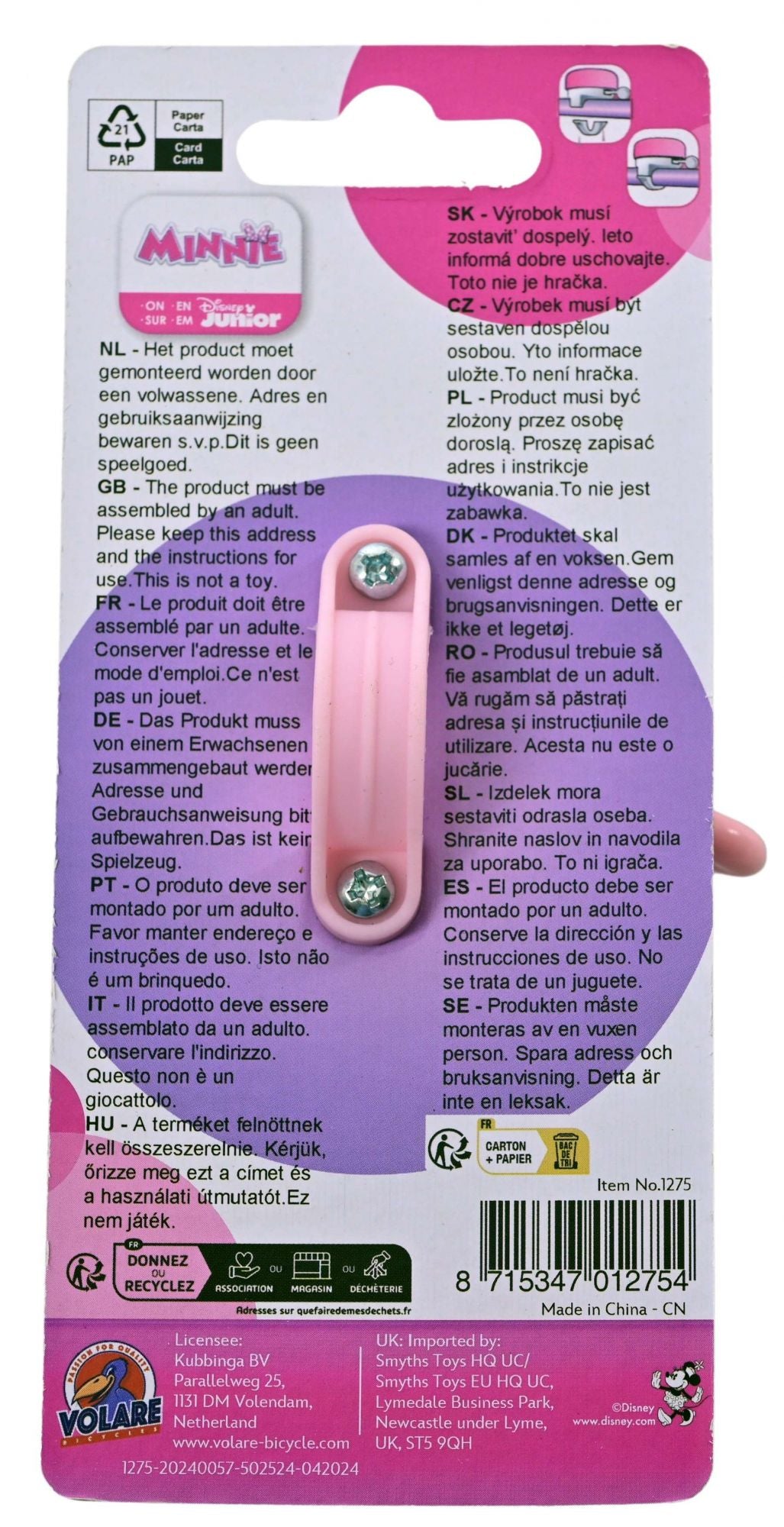 Cloigín rothar Disney minnie bow-tique - cailíní - bándearg