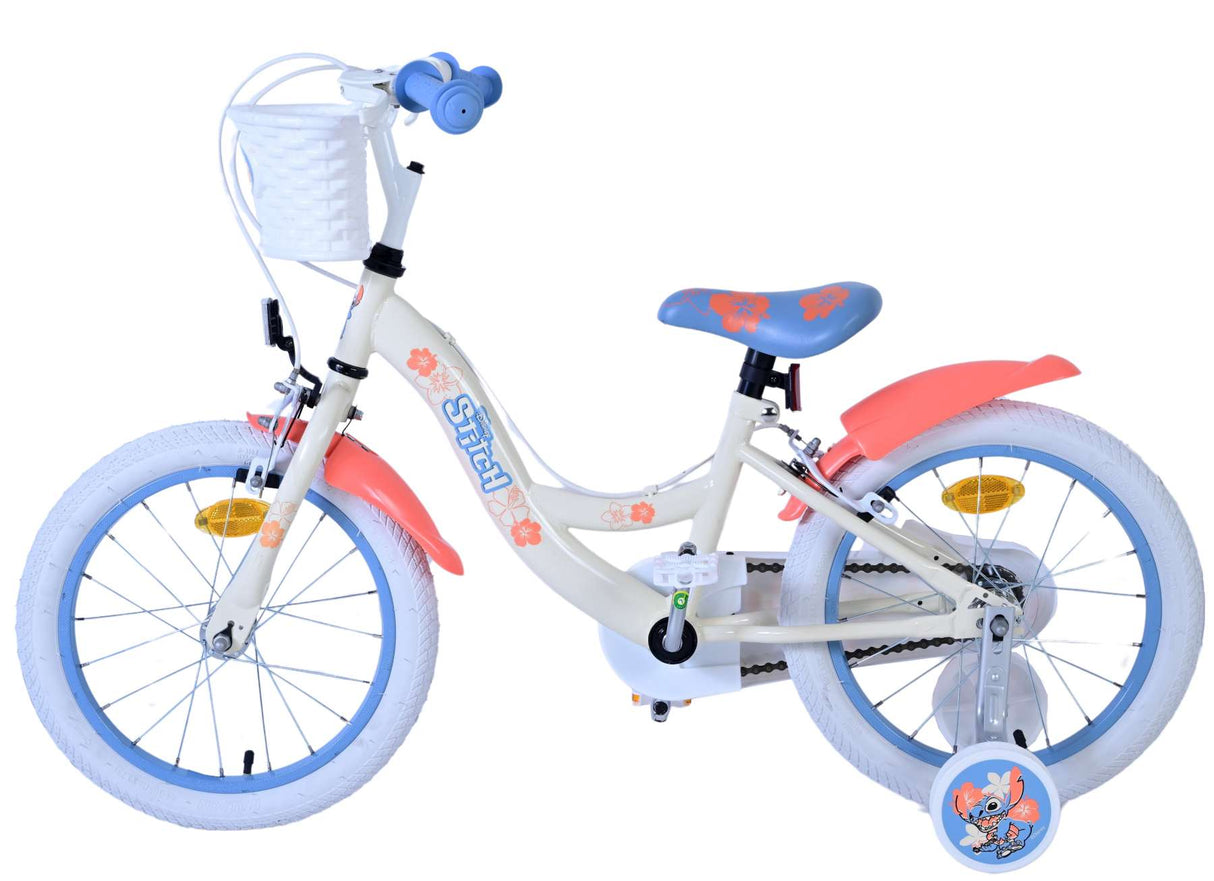 Stitch Stitch Children's Bicycle Girls 16 inch Cream Coral Blue Two hand brakes