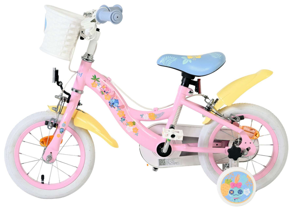 Stich disney stitch kinderfiets - meisjes - 12 inch - twee handremmen - roze