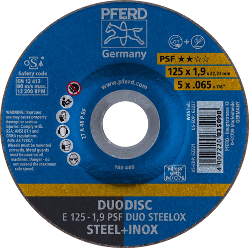 Pferd combination disc 125-1.9 stainless steel duo