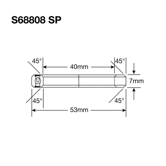 Enduro bearings s68808 sp - 440c stainless (angular contact) - 40x53x7 (45x45°)