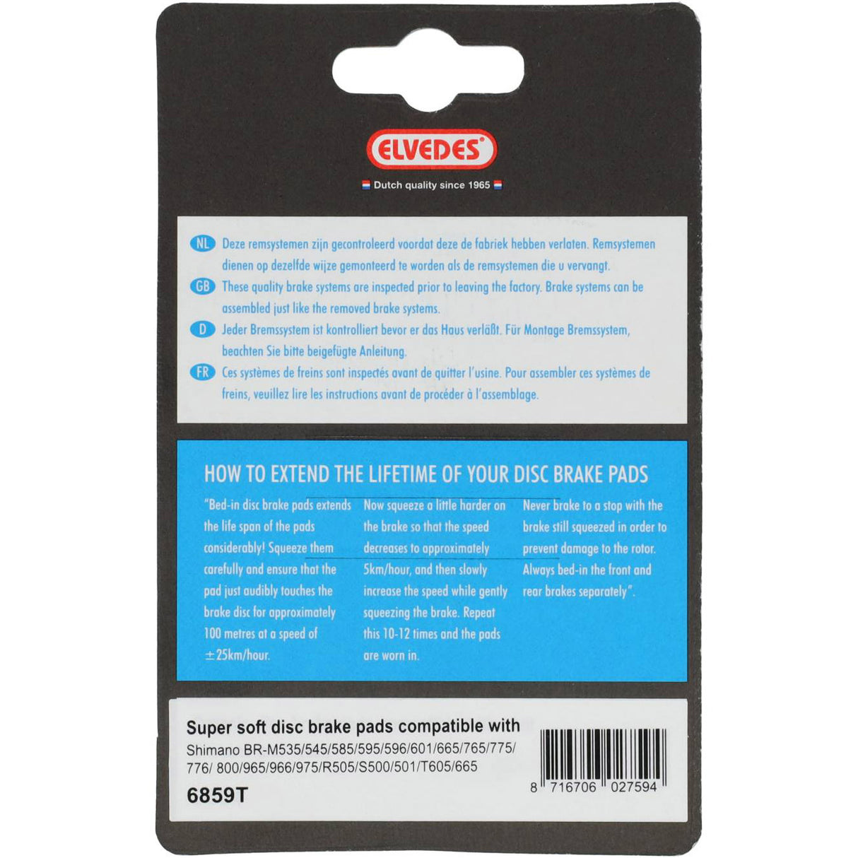 Blocs de frein à disque Elvedes Shimano Trp | 6859t | gris