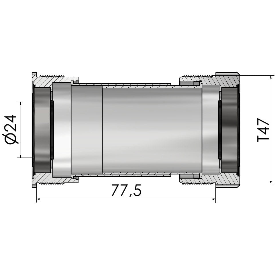 Elvedes trapas thread fit t47a (cervélo) voor 24mm shimano