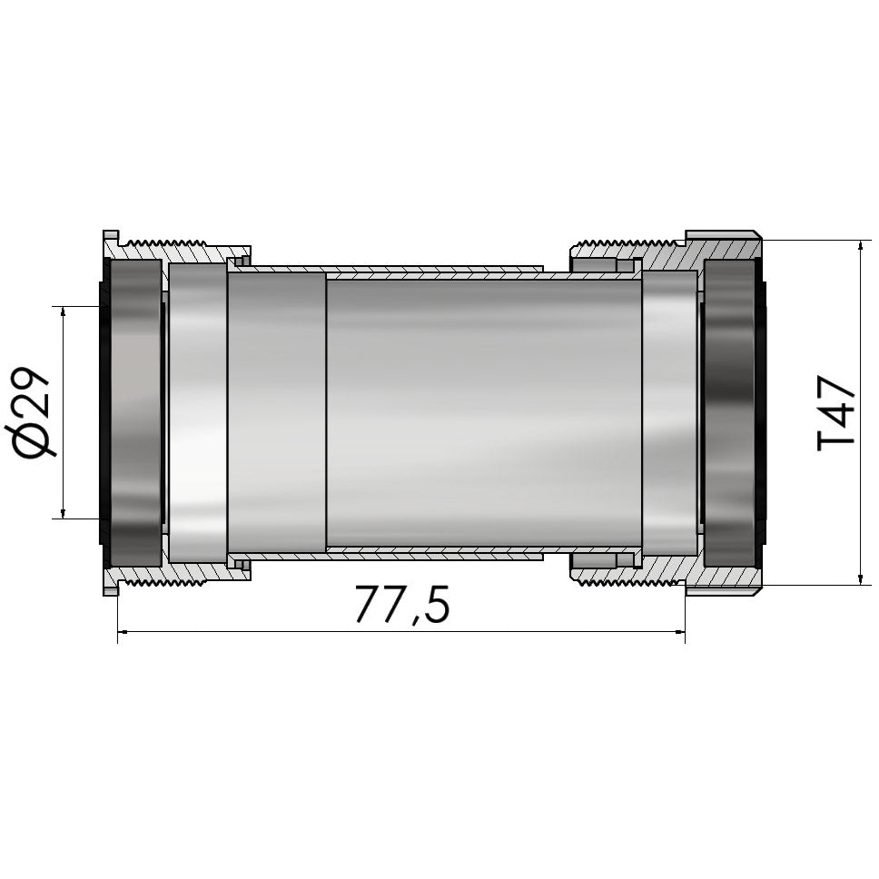 Elvedes bottom bracket thread fit t47a (cervélo) for sram dub