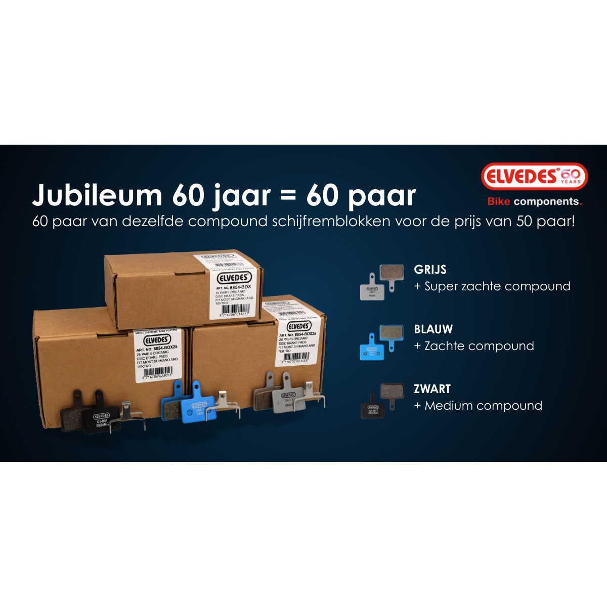 Elvedes disc brake pads 6854t gray (60pr)