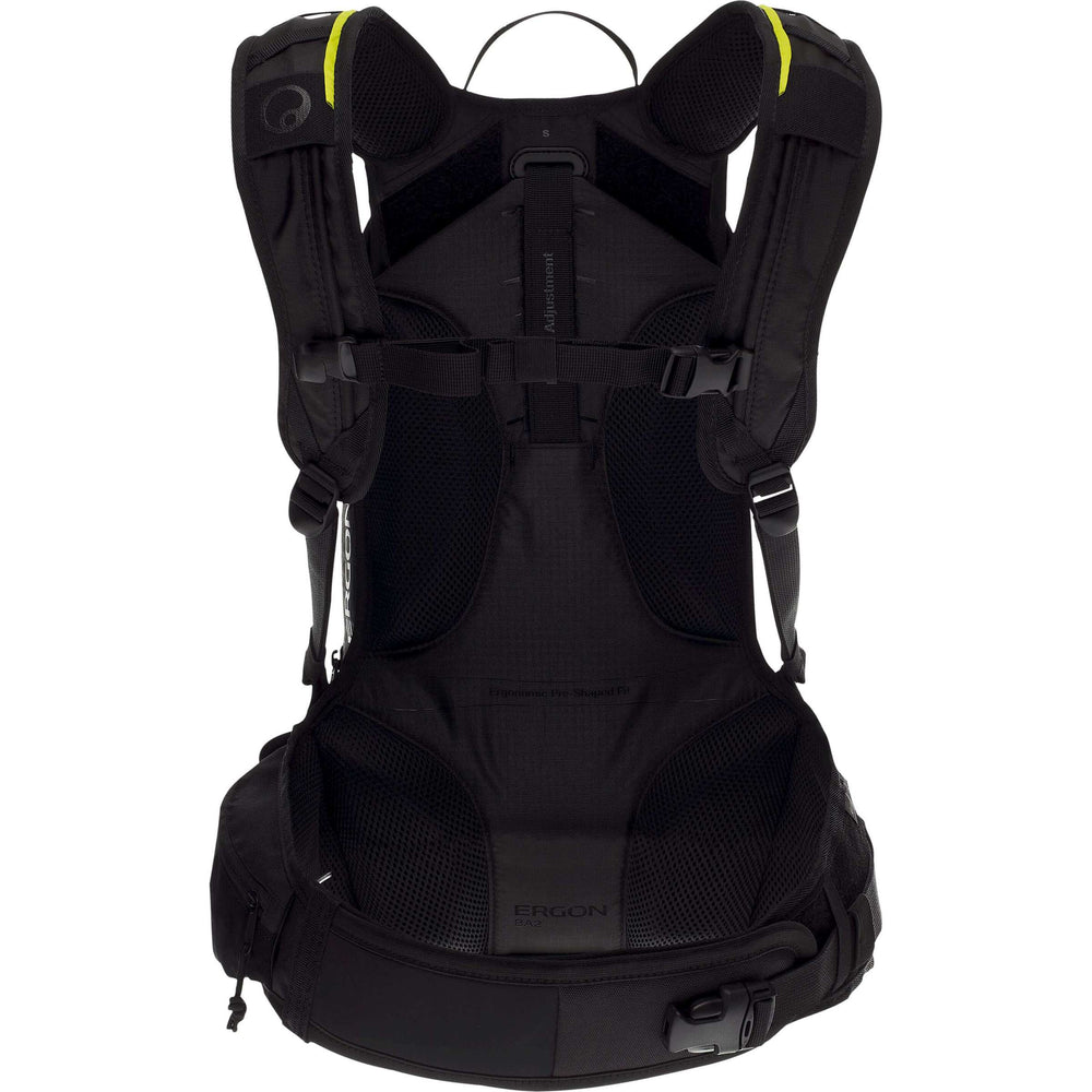 Ergon Ba2 Black - Compact All -Mountain Sac à dos pour les caméras d'action, système de transport réglable, capacité de 10L