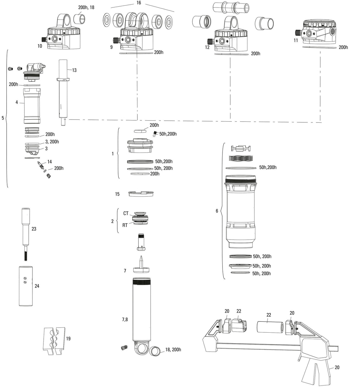 Rockshox shock absorber super deluxe ultimate rc2t rear shock rs sup.del. ult.rc2t 210x55mm