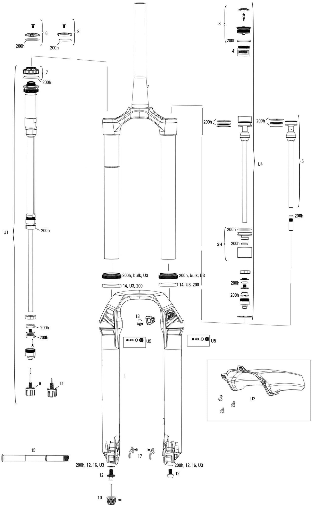 Rockshox verende voorvork lyrik ultimate rc2 27,5 + 29 boost sus.fork rs lyrik ult.rc2 27,5 29 boost 140mm bl.