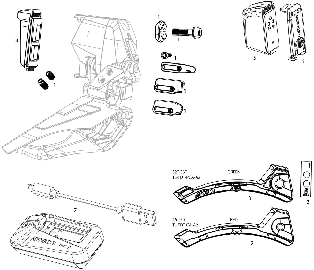 Sram front derailleur red axs e1