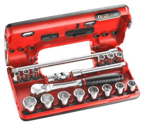 Facom compacte 3 8 doppenset 6-kant, met ratel met stofdichte kop