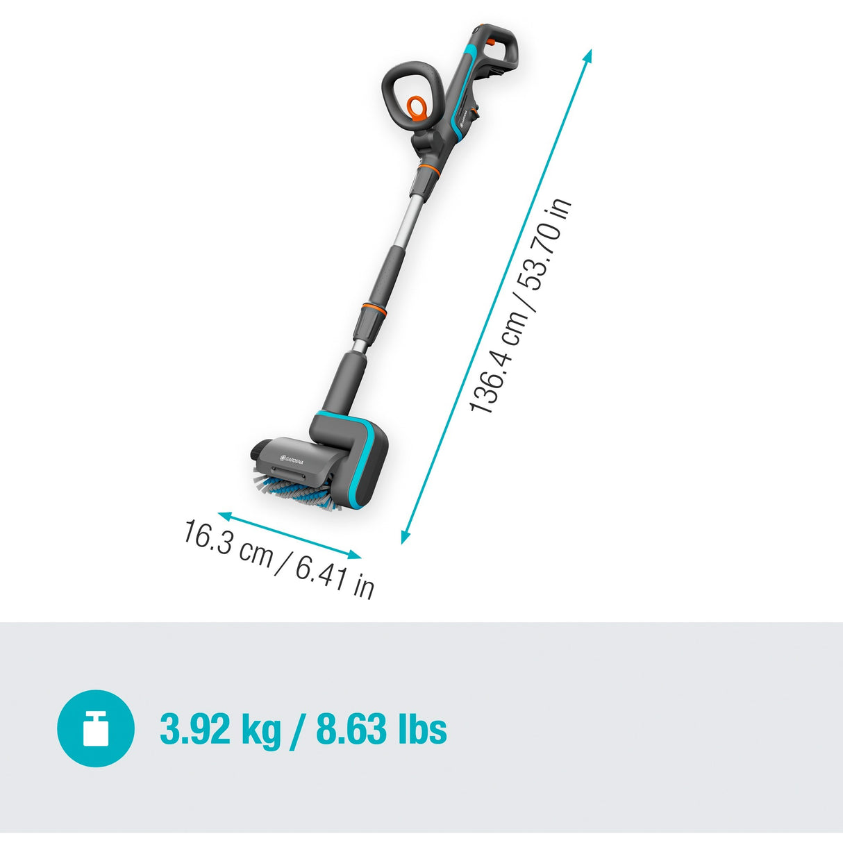 il-ghlantóir ceallraí aonair GARDENA AquaBrush Patio 18V P4A