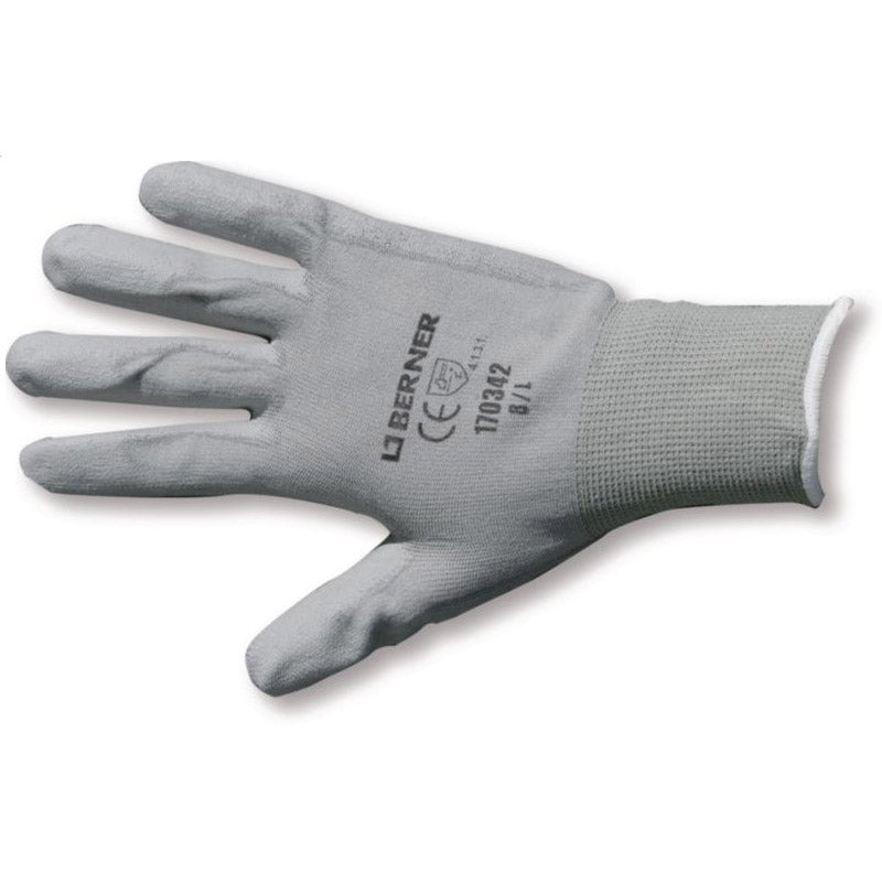 Berner Work Glove B-Grip PU size 9 cat.2 gray