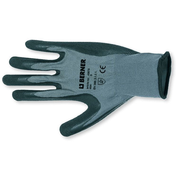 Berner work glove b-grip latex size 8 cat.2 black-gray