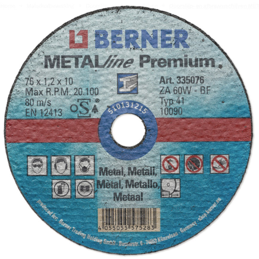 Berner cutting disc metal metalline premium 76mm (25 pcs)