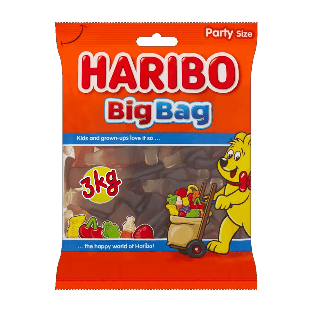 Haribo happy cola flasker store (3 kg)