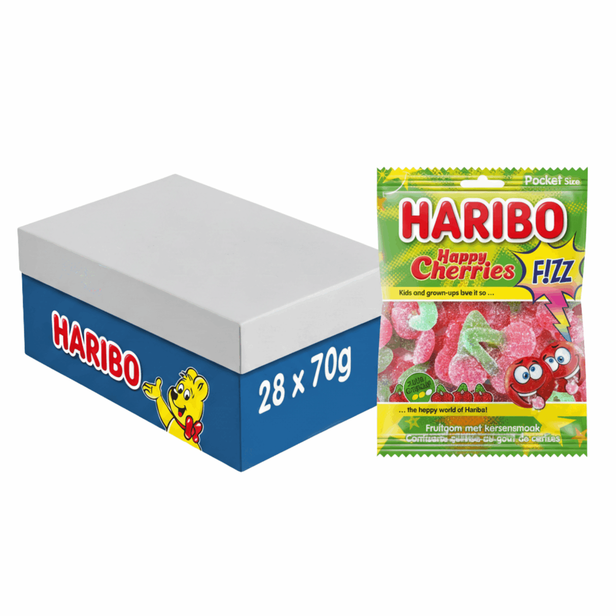 Haribo happy cherries f!zz bag (28x 70gr)