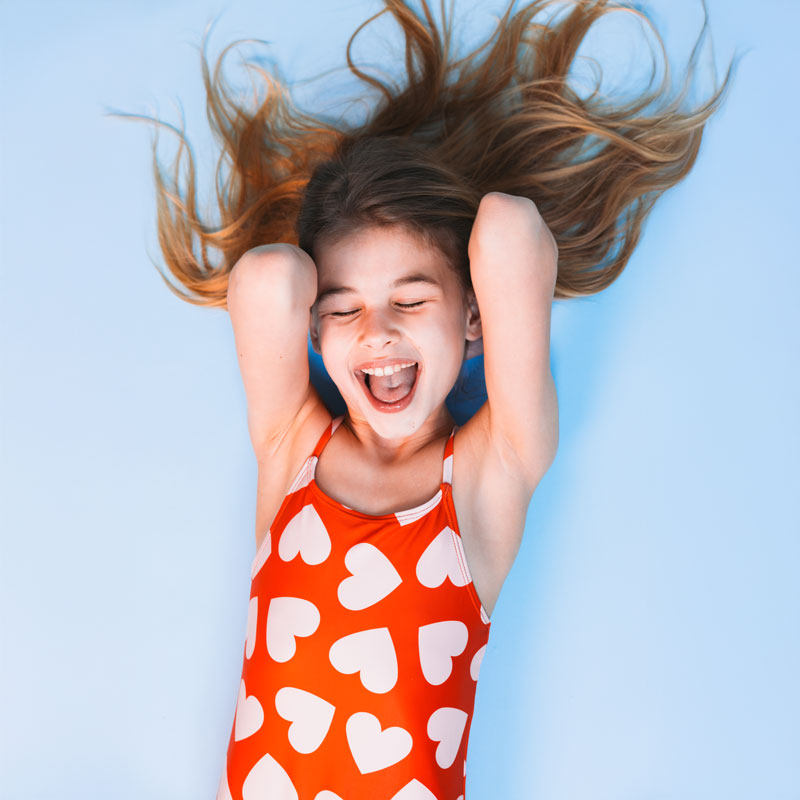 Hearts | red girls UV swimsuit