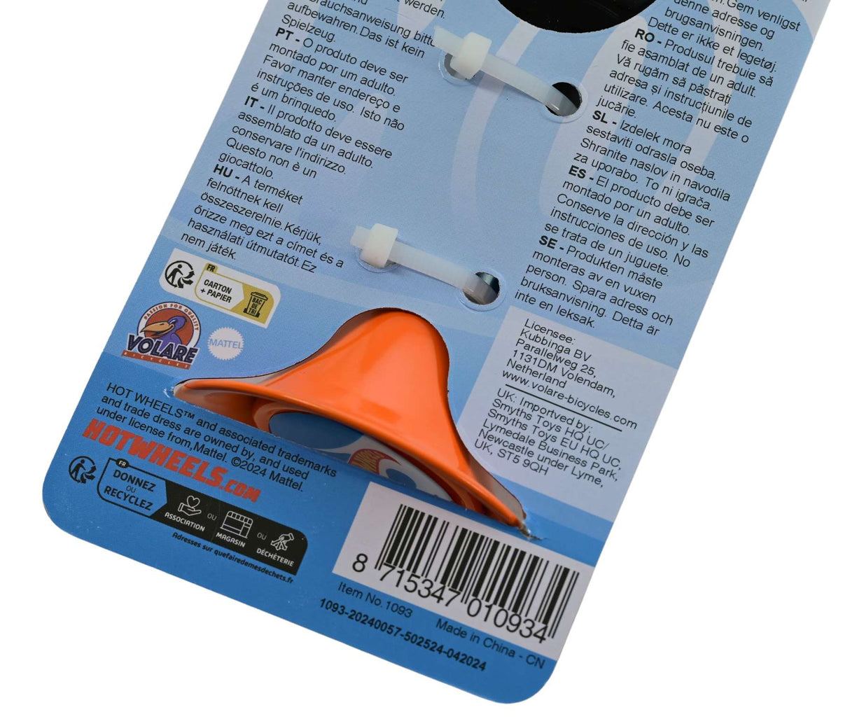 Heiße räder hot wheels bicycle horn - boys - orange black