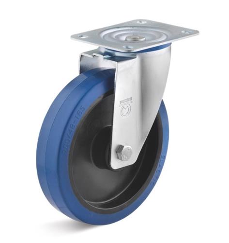 Torwegge zwenkwiel rubber blauw ø160 kunststof