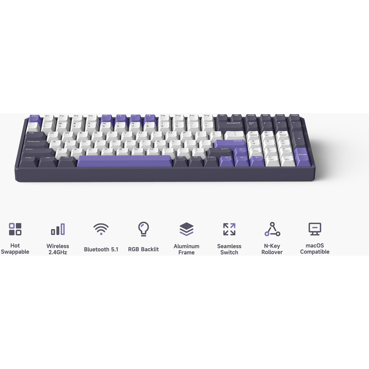 Teclado mecánico inalámbrico Iqunix F97 Lavandin