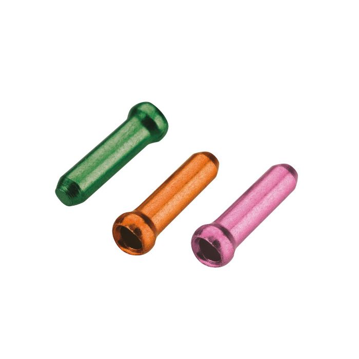 Jagwire cable tips - brake or shift (30pcs each) - cash green tango orange pink
