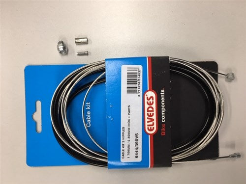 Elvedes Rem Cabel Kit 2 Nippels 1700 mm 2350 mm de acero inoxidable negro