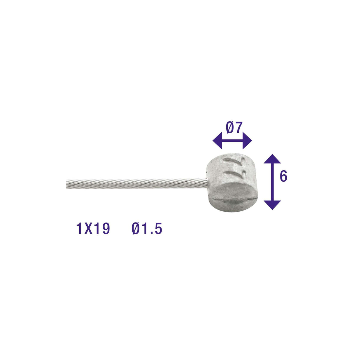 Vnútorné lanko brzdy Elvedes 2250 mm pozinkované ø1,5 mm T-vsuvka (na karte)