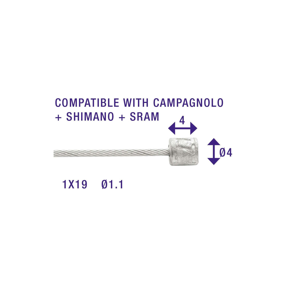 Elvedes 2250mm stainless steel Slick inner cable ø1.1mm Shimano SRAM N-nipple (on card)