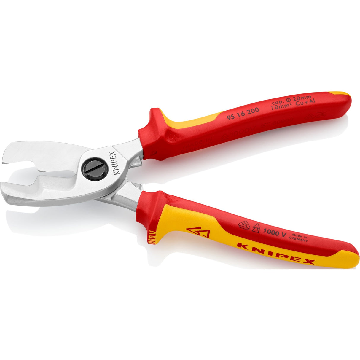 KNIPEX VDE kábelvágó dupla vágóéllel 9516200