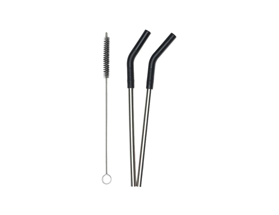 Klean Kanteen straws - stainless steel - black - 2 pieces with brush