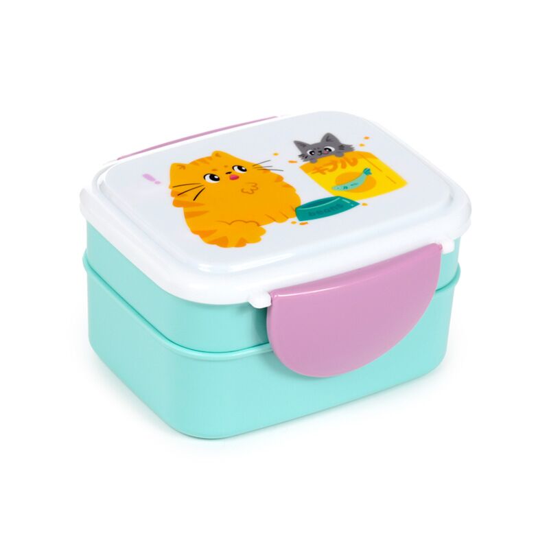 Beans co gatos clip bento box lunch box cubiertos