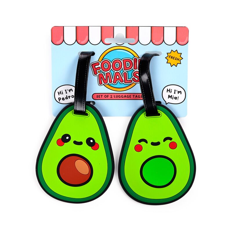 Foodiemals avocado pvc suitcase label set of 2